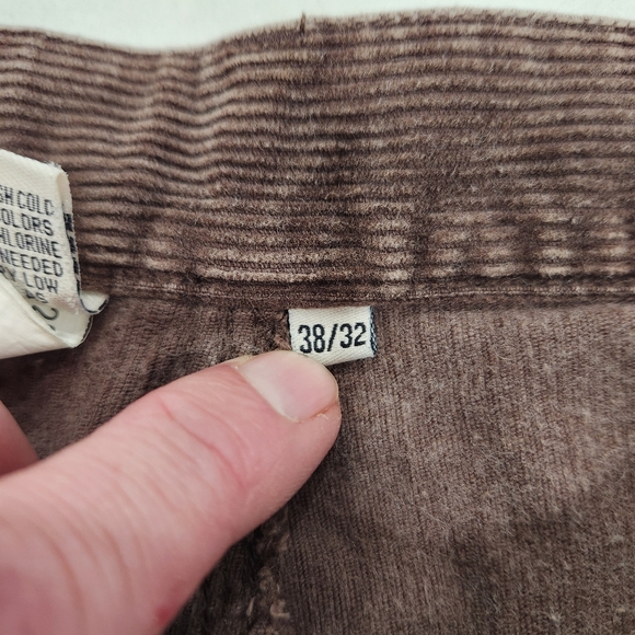 Vintage Lee Dungarees Corduroy Pants Mens 38/32 Brown Loose Straight Leg 80s 90s - Picture 9 of 13